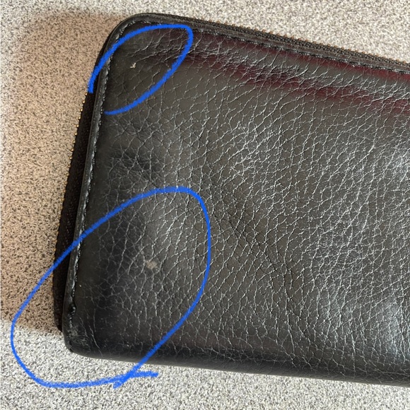 Vintage Fossil Black Leather Zip Around Wallet - Picture 9 of 13